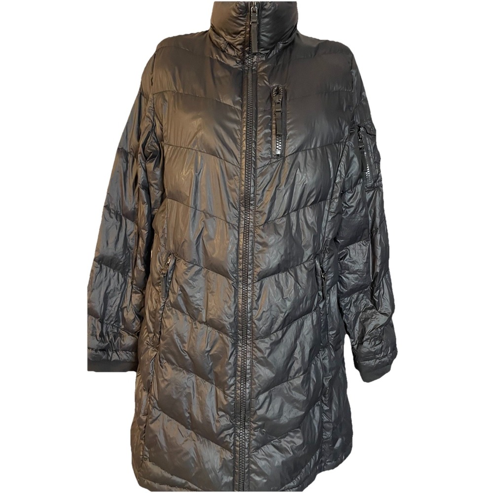 Andrew Marc Premium Down Jacket Womens XL Black Packable Lightweight Quilted